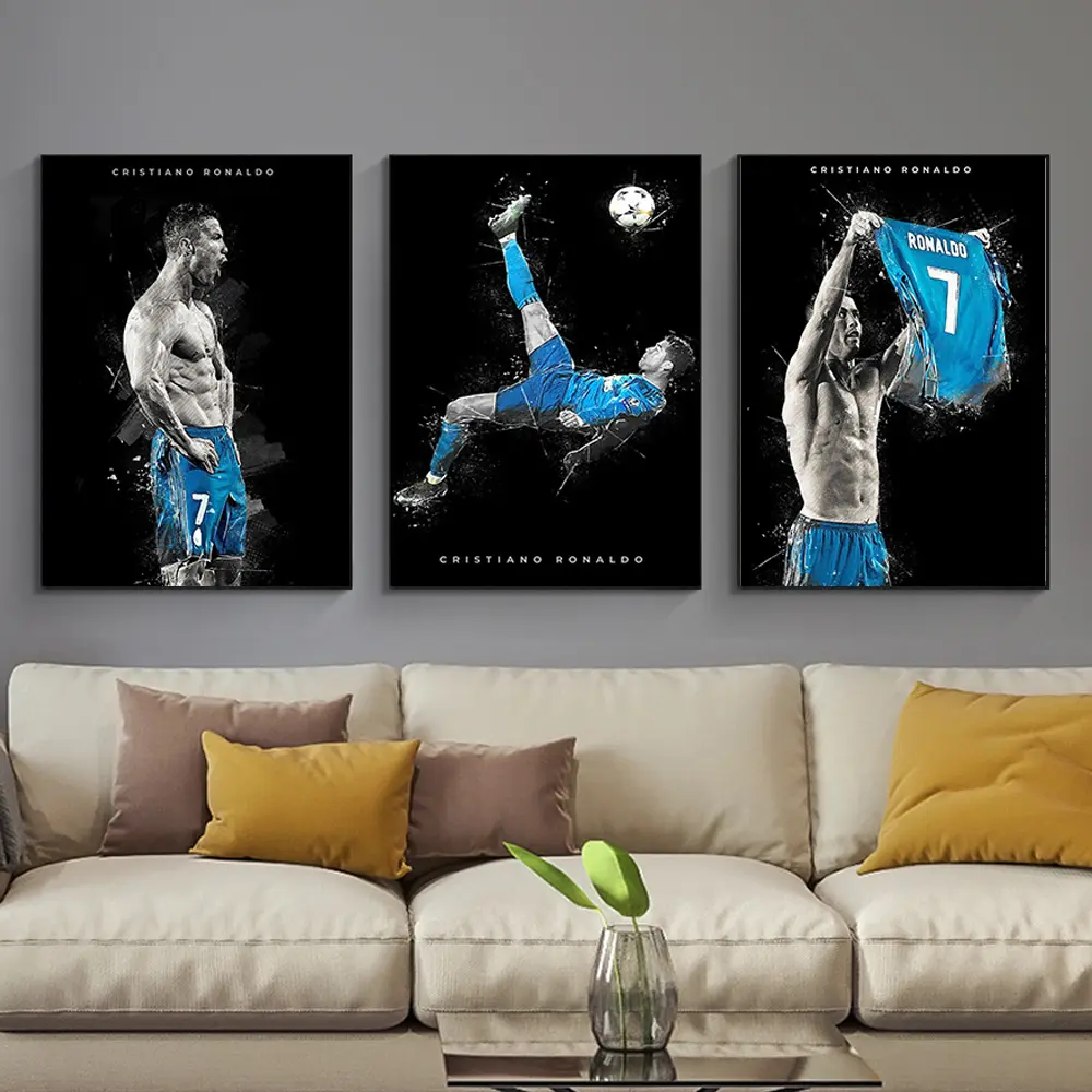 3pcs Unframed Famous Football Star Posters, Wall Art Canvas Paintings and Prints, Pictures for Home Living Room Decor, Modern Home Decor, Soccer Fans Souvenir Gifts