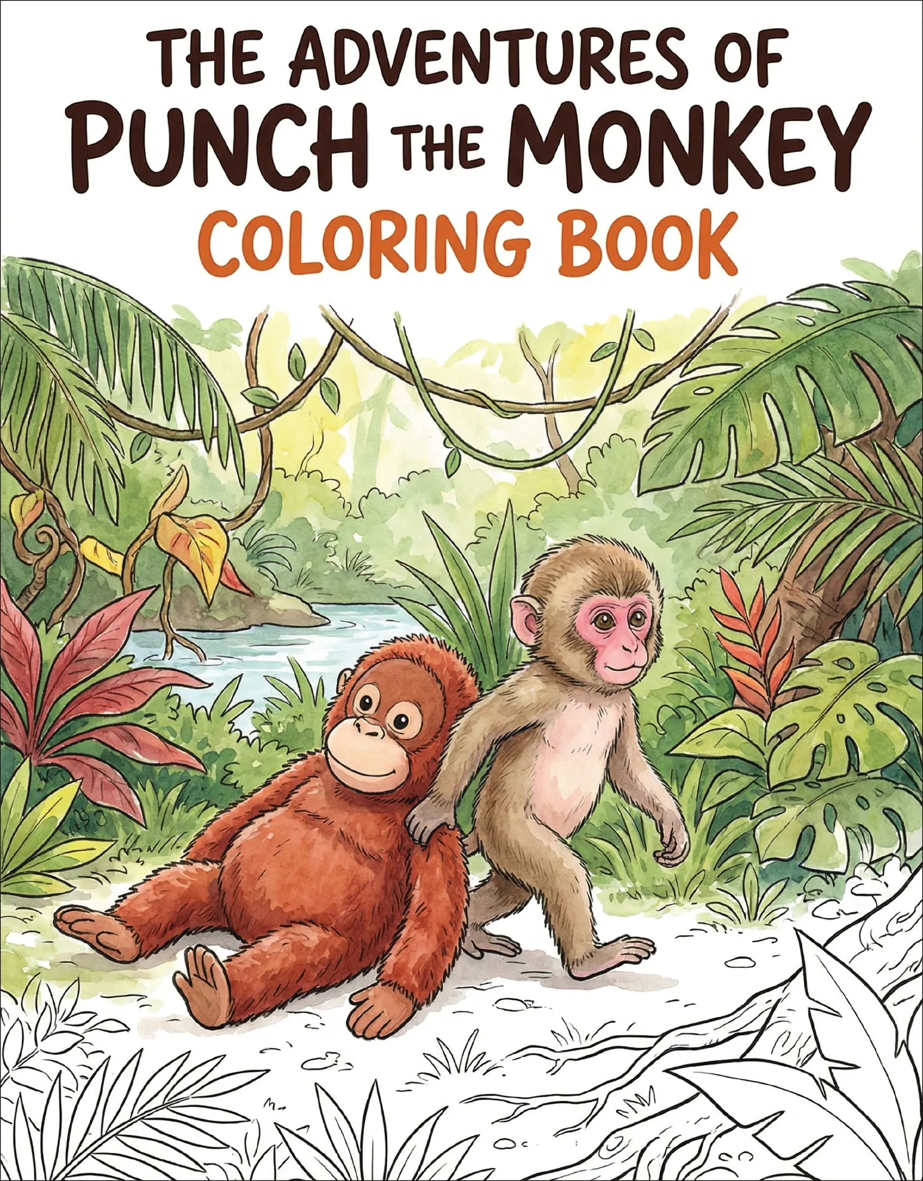The Adventures of Punch the Monkey Coloring Book for Adults and Kids: Simple, Easy Designs for Fun and Relaxation (Punch the Monkey) by Rowan Rivers [Paperback Book]