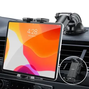 OHLPRO Tablet Holder for Car Dashboard, iPad Car Suction Cup Mount for Truck Vent with Flexible Arm Clip, Adjustable Car Holder, for All 5"-13" Apple iPad Galaxy Tab Tablets, 360° Rotation