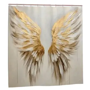 Gold Angel Wings Shower Curtain