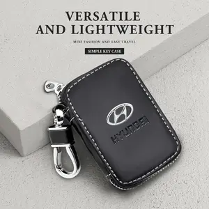 Leather Car Key Case Cover Compatible with Hyundai Tucson Elantra Sonata I20 I30, Durable Waterproof Design, High-Quality Automotive Accessory