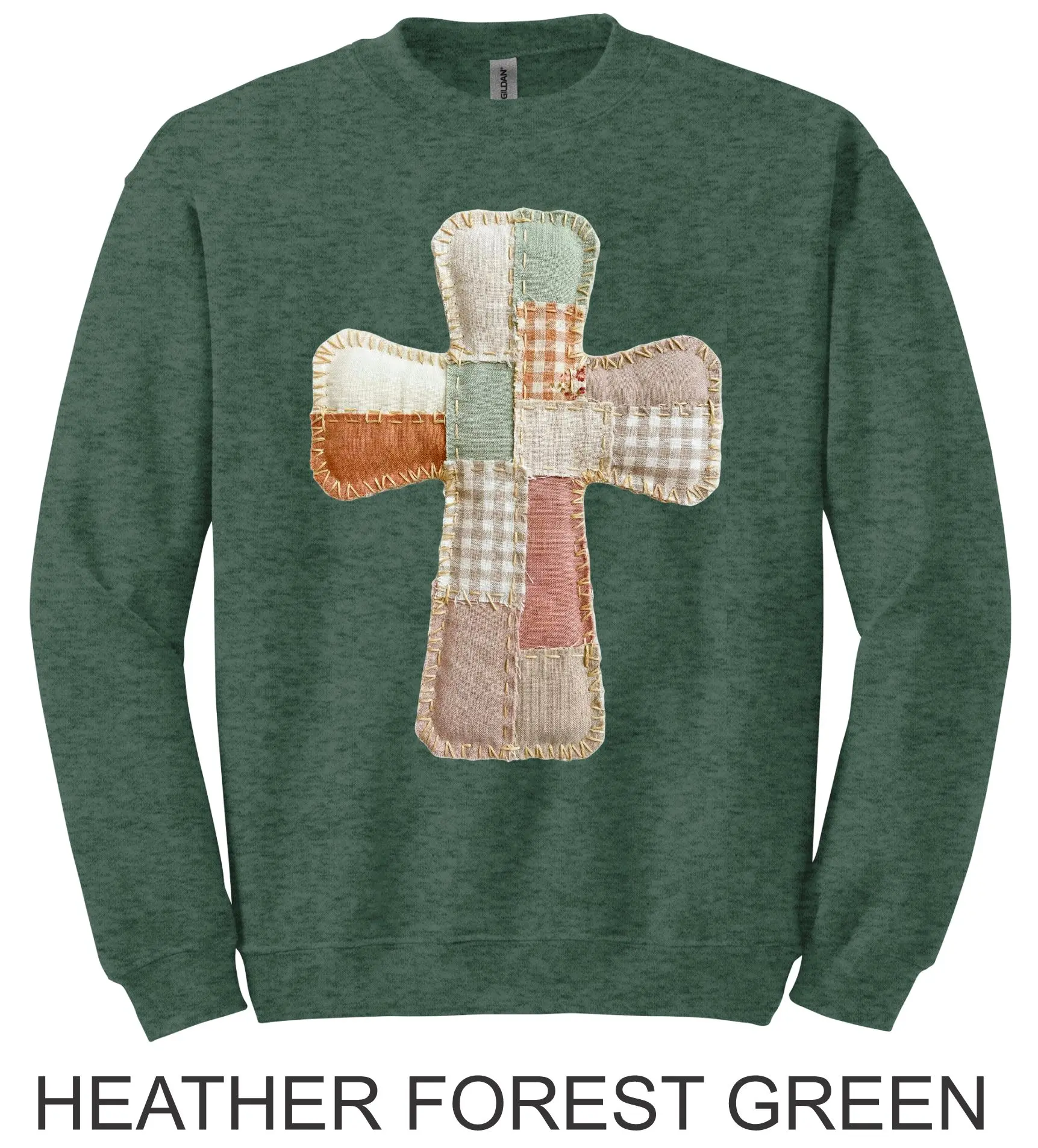 Patchwork Cross Pullover Crewneck Easter Sweatshirt or T-Shirt (Gildan, Jerzee or Port & Co Brand) Easter #08
