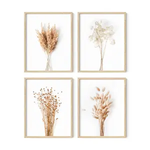 Brown Plants Set of 4 - Artistic Wall Decor Print for Room Aesthetic and Vibe
