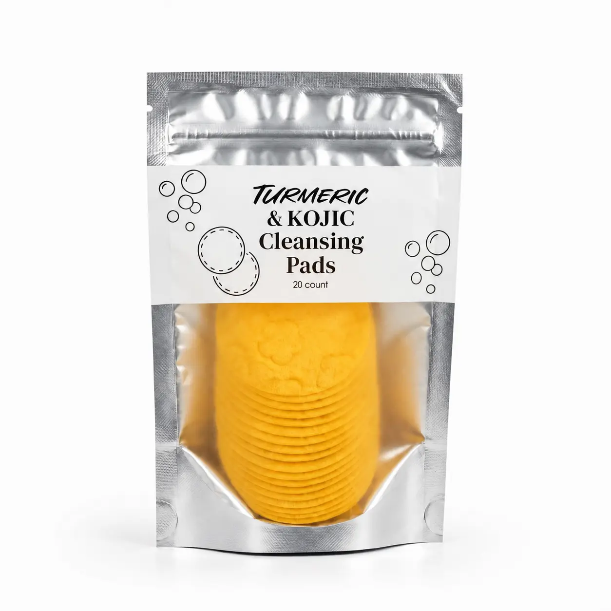 Turmeric & Kojic Acid Makeup Remover Cleansing Pads, 20-Count Pack for Daily Gentle Soothing Skincare Routine