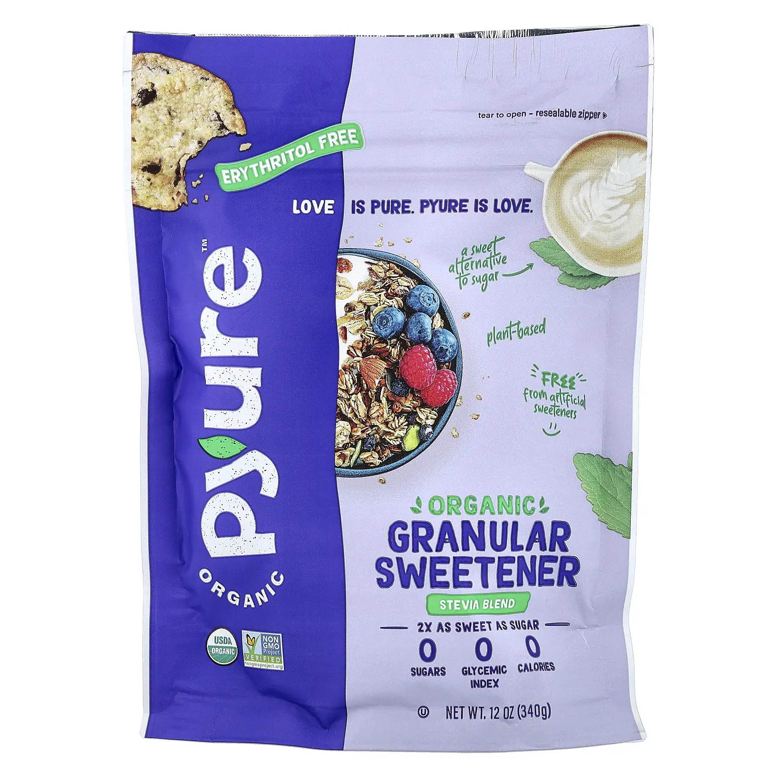 Pyure Organic Granular Sweetener, Stevia Blend, 12 oz (340 g)