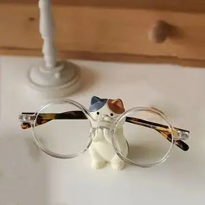Cute Cat Design Glasses Holder, Resin Ornament Glasses Display Holder, Creative Eyeglass Desktop Decorative Organizer for Home Living Room & Office
