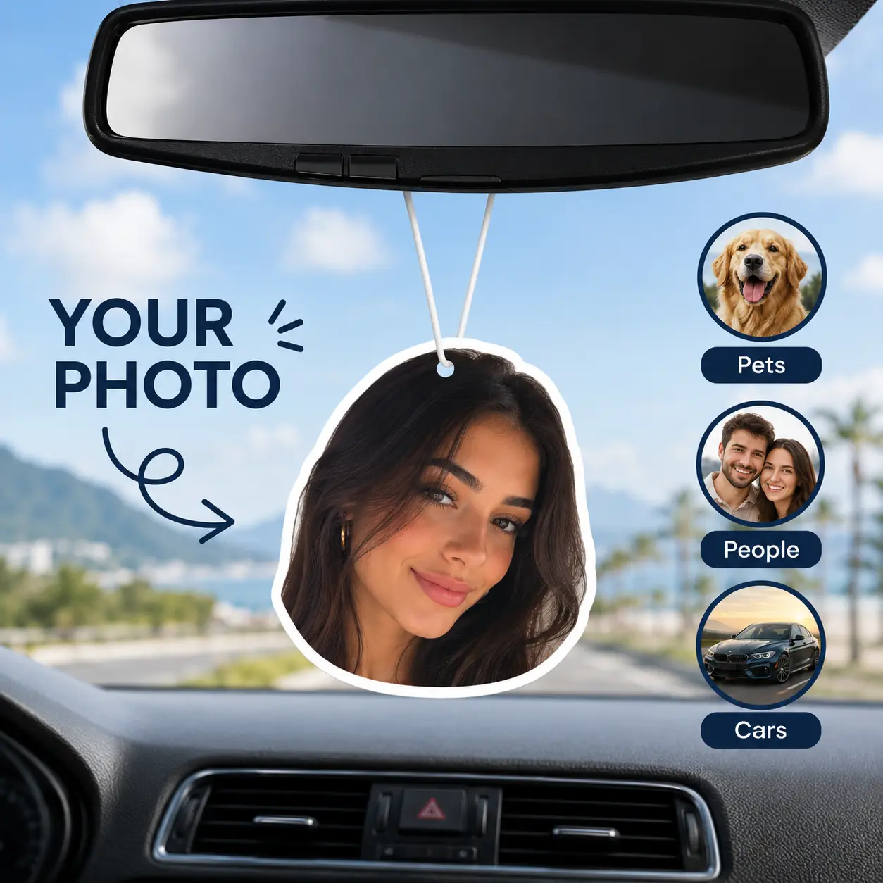 Personalized Photo Air Freshener - Custom Cut Car Freshener for Boyfriend Girlfriend Husband Wife Women Decor Accessories Car Deodorizer Car Diffuser