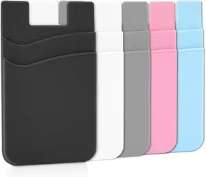 Phone Wallet, Card Holder for Back of Phone Stick on Cellphone Cases Great Storage Compatible for iPhone/Android/Samsung Galaxy Pack of 5