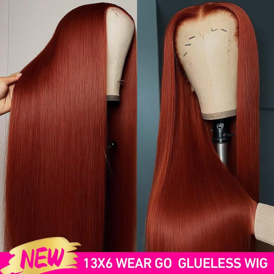 【NEW IN】28 Inch Reddish Brown Lace Front Wig Colored Brazilian Transparent Lace Frontal Wig For Women Wear go Glueless Wigs with Drawstring Effortless Install Ear to Ear Bone Straight 13x6 Human Hair