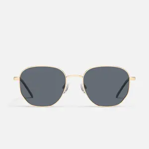 QUAY - BIG TIME Polarized Sunglasses - Geometric Metal Frame, Adjustable Silicone Nose Pads, Minimalist Design