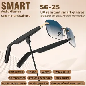 SG-25 Smart Bluetooth Audio Sunglasses UV-Protective Wireless 5.4 Air Conduction Touch-Controlled Waterproof Lightweight Ideal for Outdoor Sports Chargeable Wearable
