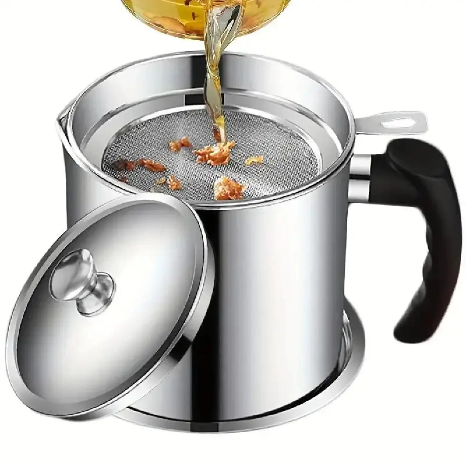 Bacon Grease Container, Stainless Steel Oil Dispenser with Tray and Lid, Oil Drip Drainer, Olive Oil Dispenser, Kitchen Oil Pot, Kitchen Gadget