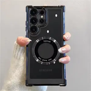 For Samsung Magsafe Electroplating Phone Case S26 S25 S24 S23 S22 Ultra S21 Plus S20 FE 5G Note 20 Shockproof Transparent Magnetic Protective Case Smartphone Cover