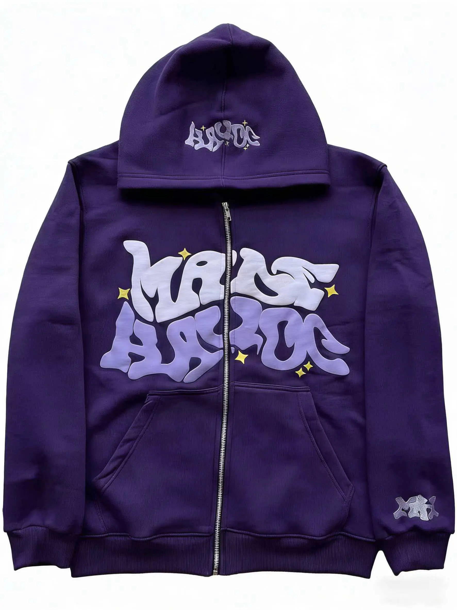 Y2K Retro Star And Letter Printed Full zipper Hoodies，Spring Autumn Harajuku Women And Men Fashion Hip Hop Long Sleeve Hooded ，Avant-Garde - Street Casual Spring/Fall Loose Zipper Pocket Patched，Autumn and Winter Gothic Coat preppy style Menswear Loose