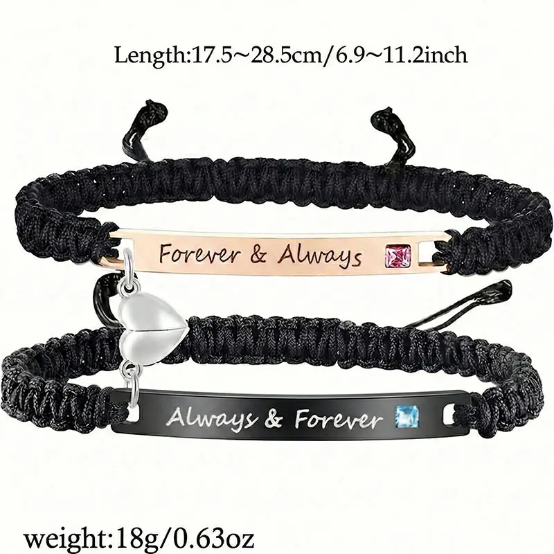 Adjustable Couples Bangle Set - Magnetic Heart-Shaped Couple’s Bracelets – A Pair of Sophisticated, Niche Commemorative Gifts for Your Girlfriend