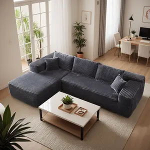 【2 Packages Shipping】Xizzi 106" Sectional Cloud Couch with L-Shape Chaise, Modern Modular Sofa with Deep Seat, Upholstered Couches for Living Room Bedroom, Plush Corduroy Cloud Velvet Fabric - No Assembly Required
