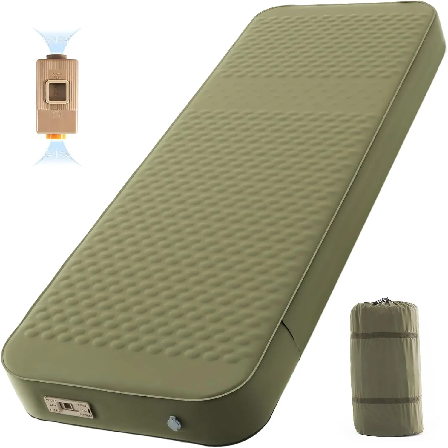 ABORON 4" Thick Self Inflating Sleeping Pad with Electric Pump,Memory Foam Camping Air Mattress 9.5 R-Value Insulated Sleeping Mat,4-Season Essential Camping Gear for Tent Travel, Foldable, 4" Thickness, All Seasons tiktokshopbacktoschool, Built-In Pump