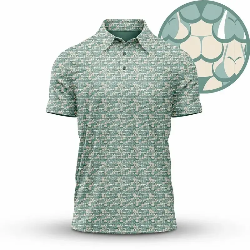 Bogey Bros Inspired Seafoam Scallop Polo – Trendy Men’s Summer Golf Apparel
