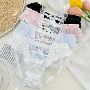 4Pcs Women's Satin Silky Lace Low-Rise Panties, Lightweight & Breathable, Soft Stretchy Everyday Underwear, Cutout Waistband, High Stretch, Elegant & Feminine, Butt-Lifting Full Coverage,Assorted Color Contrast Lace Panties Set,hot com underwear