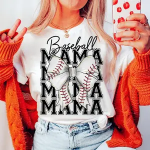 Baseball Mama Tshirt, Coquette Bow Shirt, Baseball Bow T-shirt, Baseball Mom Tee, Retro Baseball , Game Day Top Womenswear Casual Summer