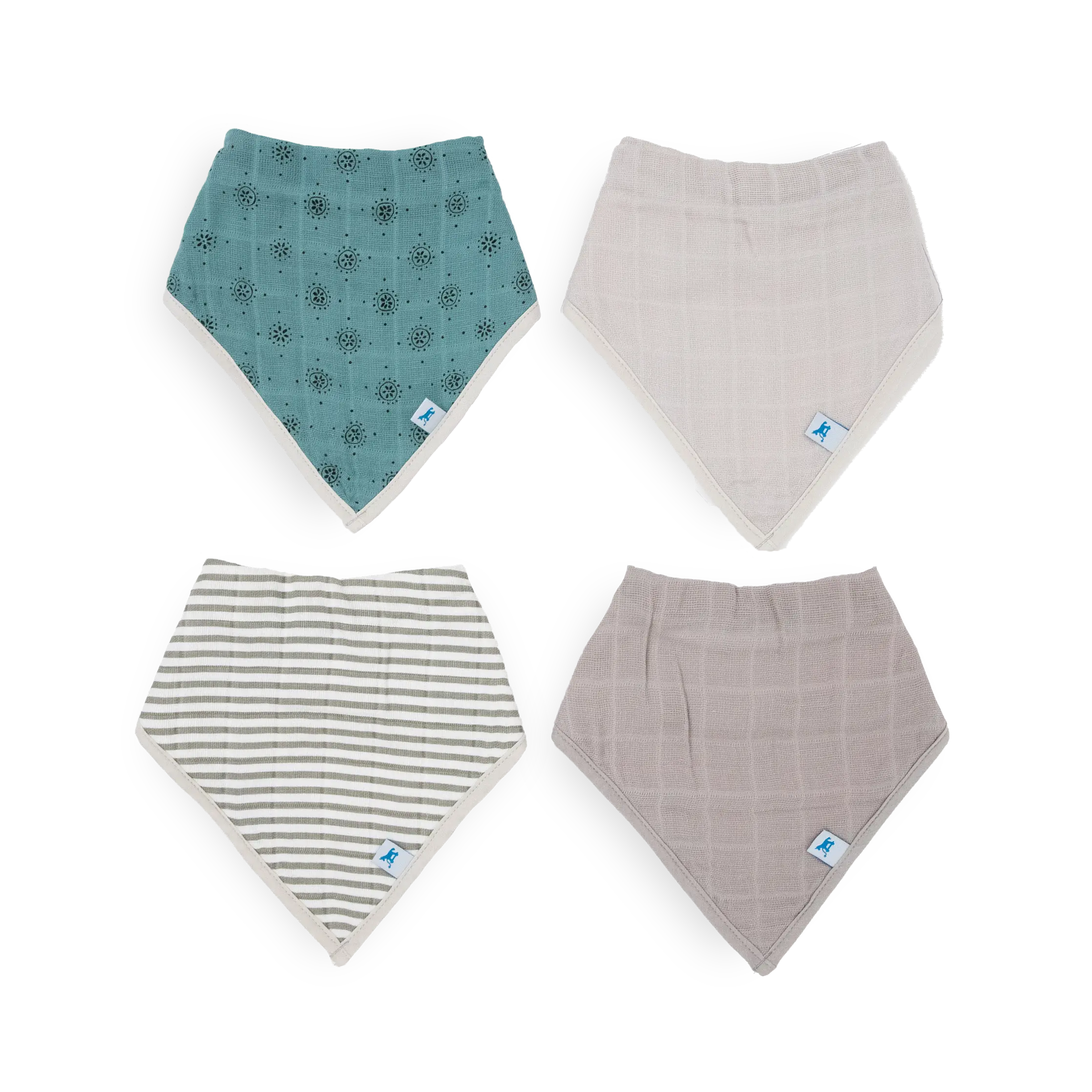 Cotton Muslin + Fleece Bandana Bib 4 Pack - Wallflower