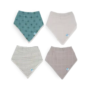 Cotton Muslin + Fleece Bandana Bib 4 Pack - Wallflower