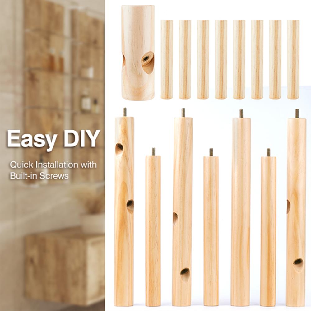 Wooden Coat Rack Stand with 8 Hooks New Zealand Pine 3 Adjustable Coat Standing Tree Easy Assembly for Coats, Hats, Scarves and Handbags for Entryway, Hallway, Bedroom, Office