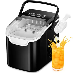 Electactic Countertop Ice Maker Portable Ice Machine with Handle, 26Lbs/24H, Self-Cleaning Ice Makers, 9 Ice Cubes/6 Mins for Home Kitchen Bar Party, Black.