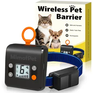 MIMOFPET Wireless Cat & Small Dog Barrier System with 6 Adjustable Settings up to 7 ft Safe Static Intensity Hook-and-Loop Collar Rechargeable Indoor Fence (Black)