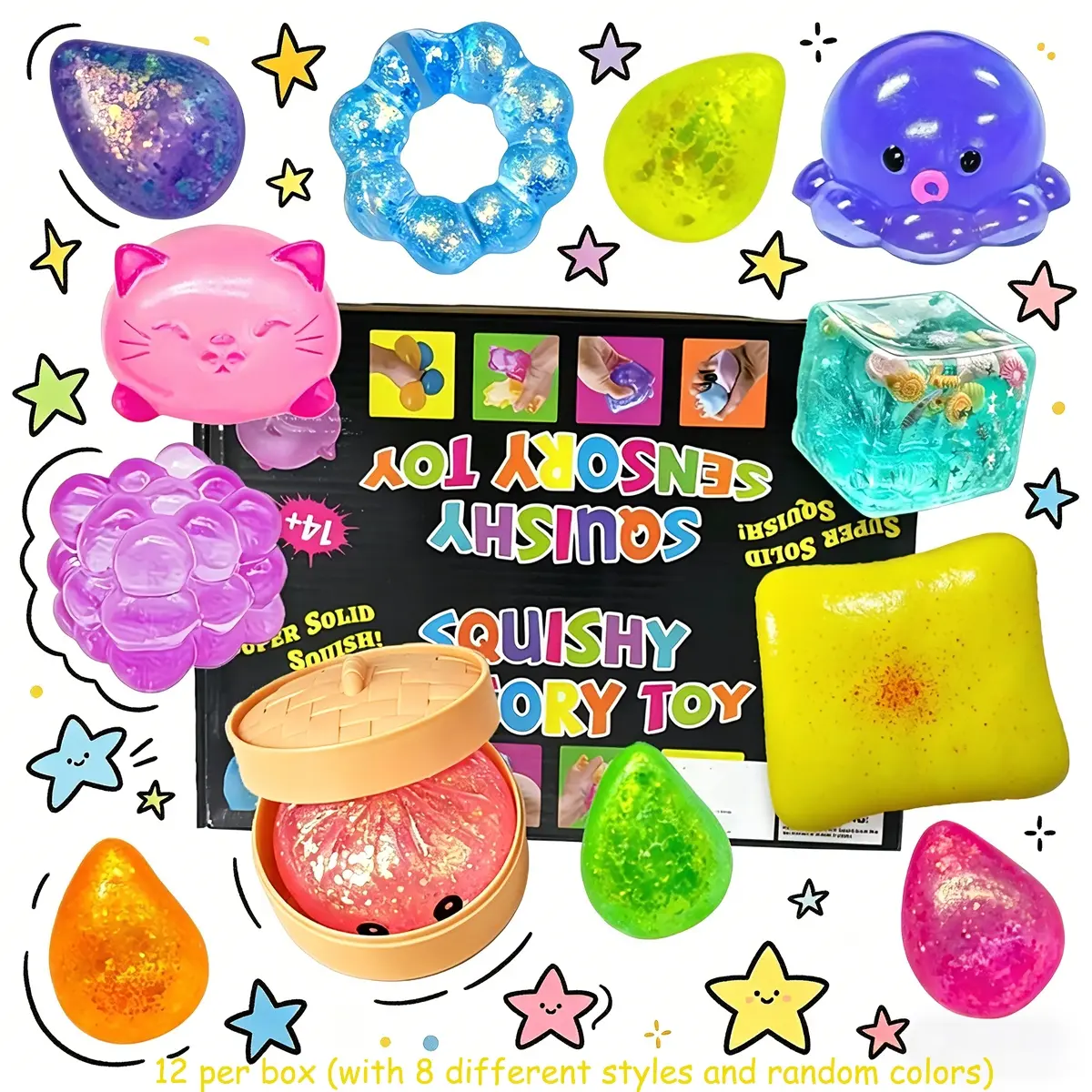 12 pieces/set - New and Novelty Blind Boxes with Various Designs, Rich Texture, Adorable, Slow-Resilience Toys, Soft Touch, Sensory Pressure Squeeze Toys, Anxiety Relief, Creative, Stress-Relieving Toys, Perfect Holiday Party Gifts, Squishies