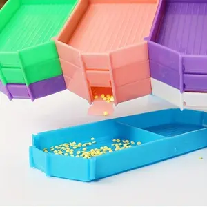 Random Color Large Capacity Big Drill Plate, 1 Count Plastic Tray, DIY Diamond Art Painting Handicraft Accessories for Home & School