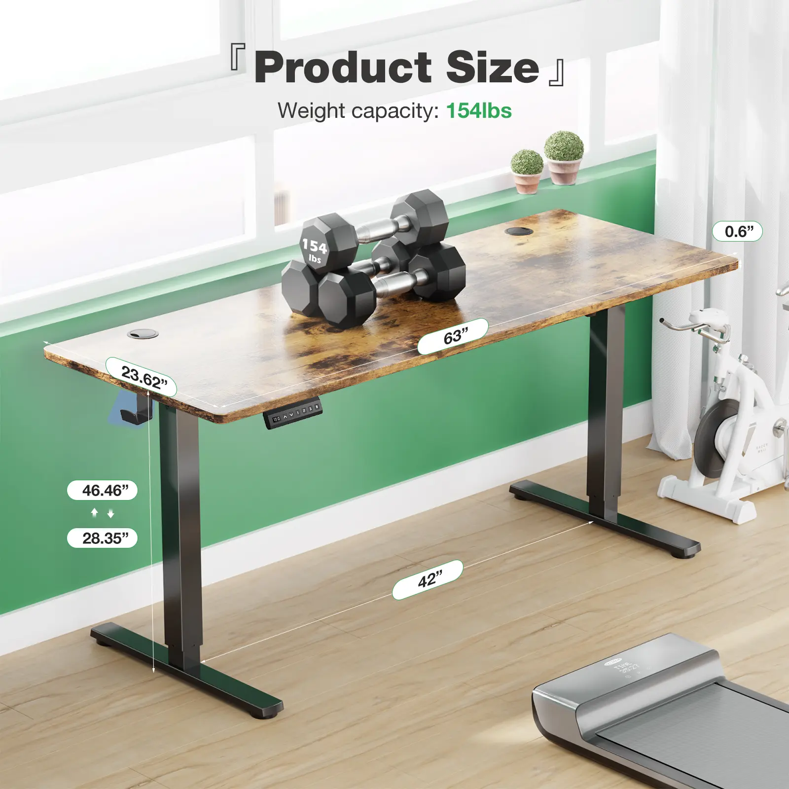 63*24in rustic brown