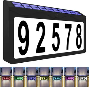 Solar Address Sign, Lighted Address Plaque Outdoor , Illuminated RGBW Color Address Numbers, House Numbers for  Street Mailbox Outside
