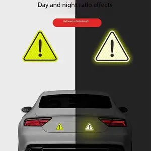 3-Piece Reflective Safety Stickers, Diamond Pattern Exclamation Design, Motorcycle Car Bike Use, High Adhesive Weather Resistant Night Riding, Car Accessories