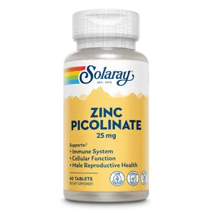 SOLARAY Zinc Picolinate Mineral Supplement, Supports Cellular Function, Immune System & Male Reproductive Health, US-Sourced