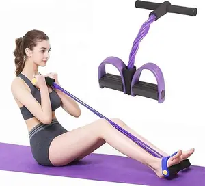 6-Tubes Foot Pedal Resistance Band Body Stretch Pull Puller Rope Yoga Exercise