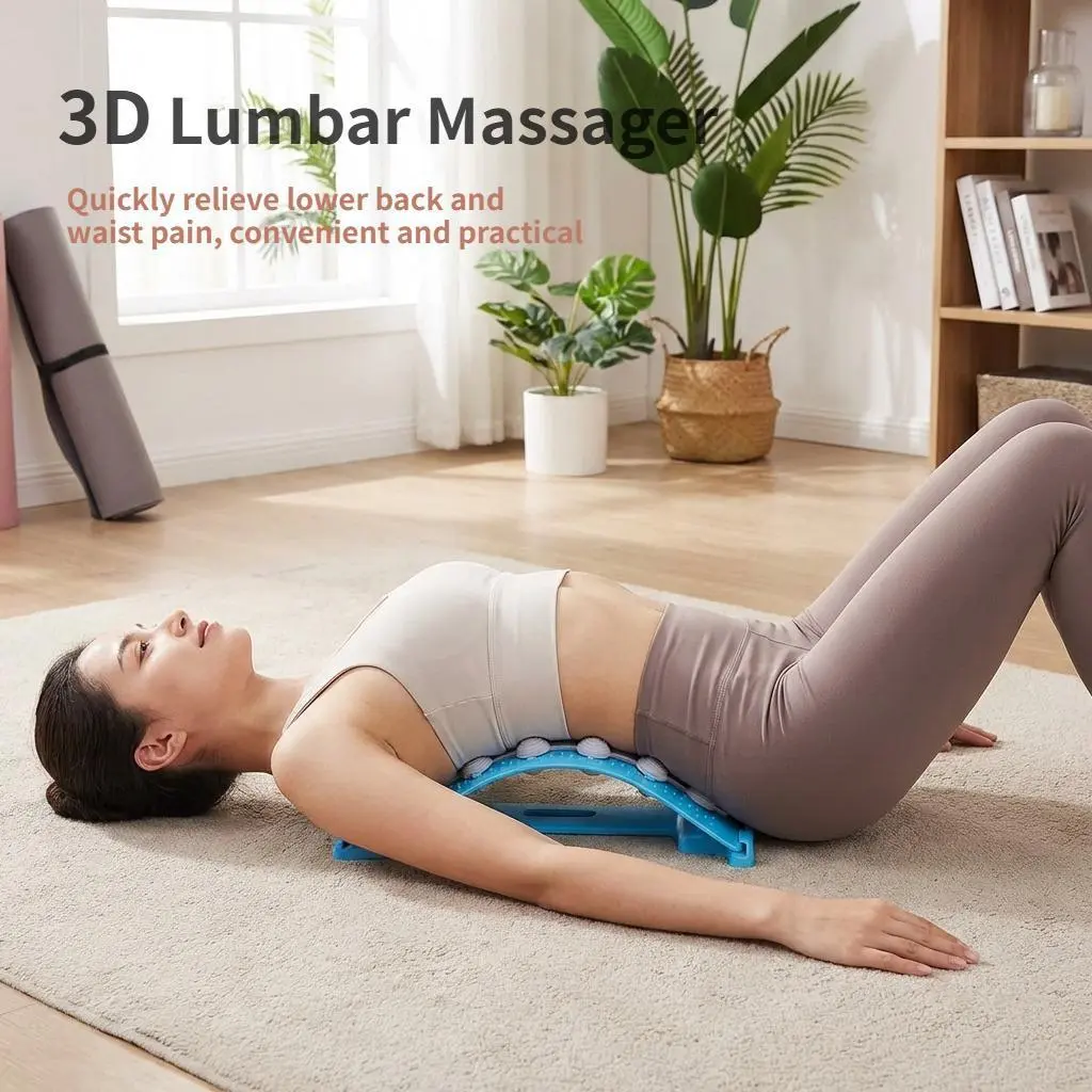 Ergonomic Back Stretcher with Acupressure Points - Lumbar Support Device for Body Care, Posture Correction, Hunchback Relief, Posture Fixer, Stretching Tool, Lumbar Relief, Adults, Waist Support, Unisex, Functional, Relaxes Tight Shoulders, Outdoor Recove