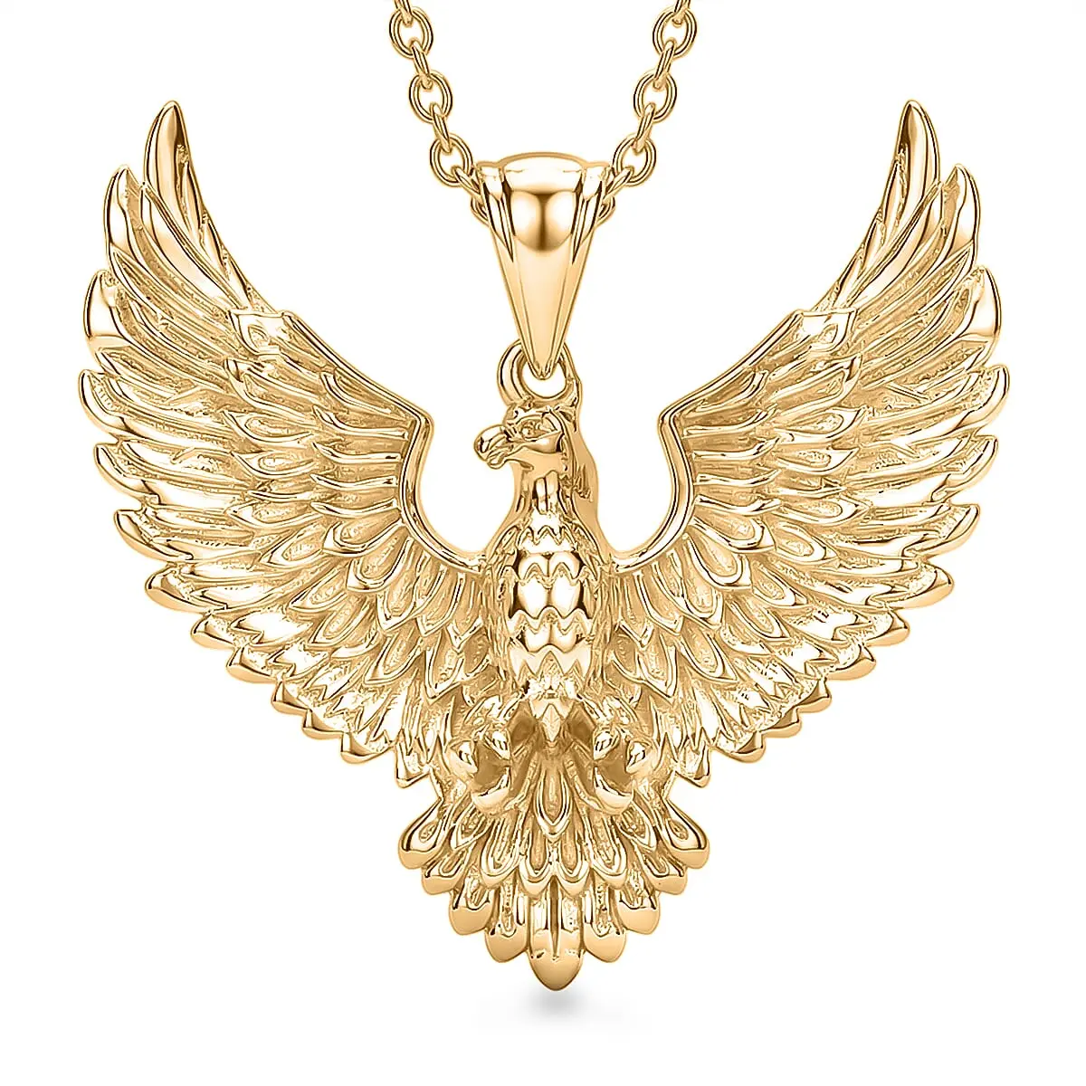 EverTrue Bronzella Collection Phoenix Pendant in 18K YG Plated Bronze with ION Plated YG Stainless Steel Necklace (20 Inches)