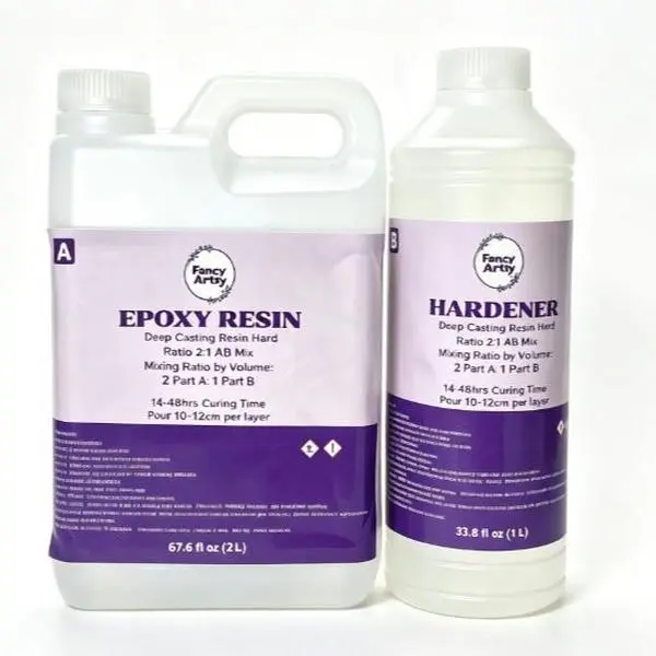2:1 Deep Cast Clear Waterproof Epoxy Adhesive Kit, Crystal Transparent Resin for Tile Coating, River Table & DIY Craft Casting