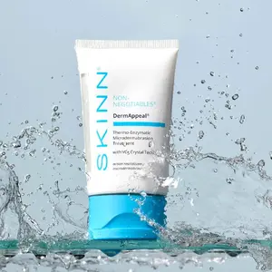 SKINN Cosmetics DermAppeal Microdermabrasion BeautyTreatment w/ V5 Crystal Technology Facial Exfoliate Tube - Powerful Microdermabrasion Skincare Treatment for All Skin Types Brightening Exfoliating Moisturizing Chemical Exfoliant