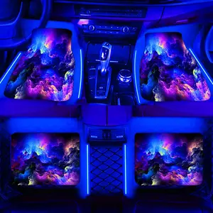 Iridescent Cloud Pattern Car Floor Mat, 4 Counts Water-absorbent & Non-slip Carpet, Universal Car Interior Protective Decoration Mat