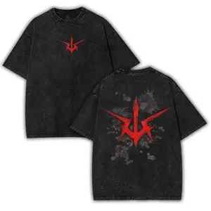 Men's Code Geass Lelouch Graphic T-shirt, Washed Heavyweight Loose Cotton Short-Sleeve Top, Classic Unisex Streetwear Gift for Anime Fans