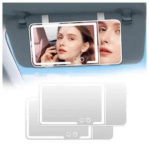 2 pack Car Sun Visor Vanity Mirror Rechargeable Led 3 Light Modes,Dimmable Touch Screen,Side with triple magnification mirror image (2)