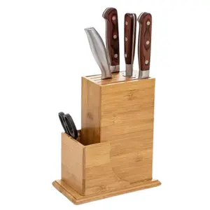 Bamboo Knife Holder Without Knives, 7 Slot Universal Knife Rack, Countertop Cutting Board Knife Stand, Convenient Kitchen Storage, Kitchenware