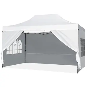 COSTWAY - 10 X 14 FT Pop up Canopy Tent Outdoor Patio Commercial Sunshade Shelter-White