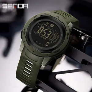 SANDA Men's Digital Watch Waterproof Pedometer Sport Watch Step Counter Calorie Military Watch with Stopwatch Alarm LED Backlight Countdown