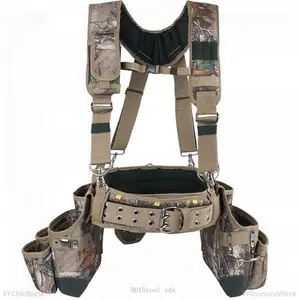 Camo Tool Belt with Suspenders Camouflage Tool Bag Supenders Framers Comb Apron Tool Belt Construction Tool Pouch Suspenders Heavy Duty Carpenter Suspension Rig for Electrician FFVentureVibe8DD15tool sdx