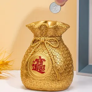 1pc Chinese Style Money Bag Money Storage Can Ornaments,Cute Ornament,Home Living Room Bar Cafe Decor Ornament,Room Decor Tabletop Display Ornament_HZ
