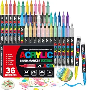 36 Color pc Acrylic Paint Markers Set, Waterproof Flexible Tip Acrylic Markers, Premium Paint Pens for Various Surfaces, Acrylic Paint Markers, Markers for Coloring, Art Supplies, Acrylic Marker, Coloring Supplies, Exquisite Gifts party beach cabana