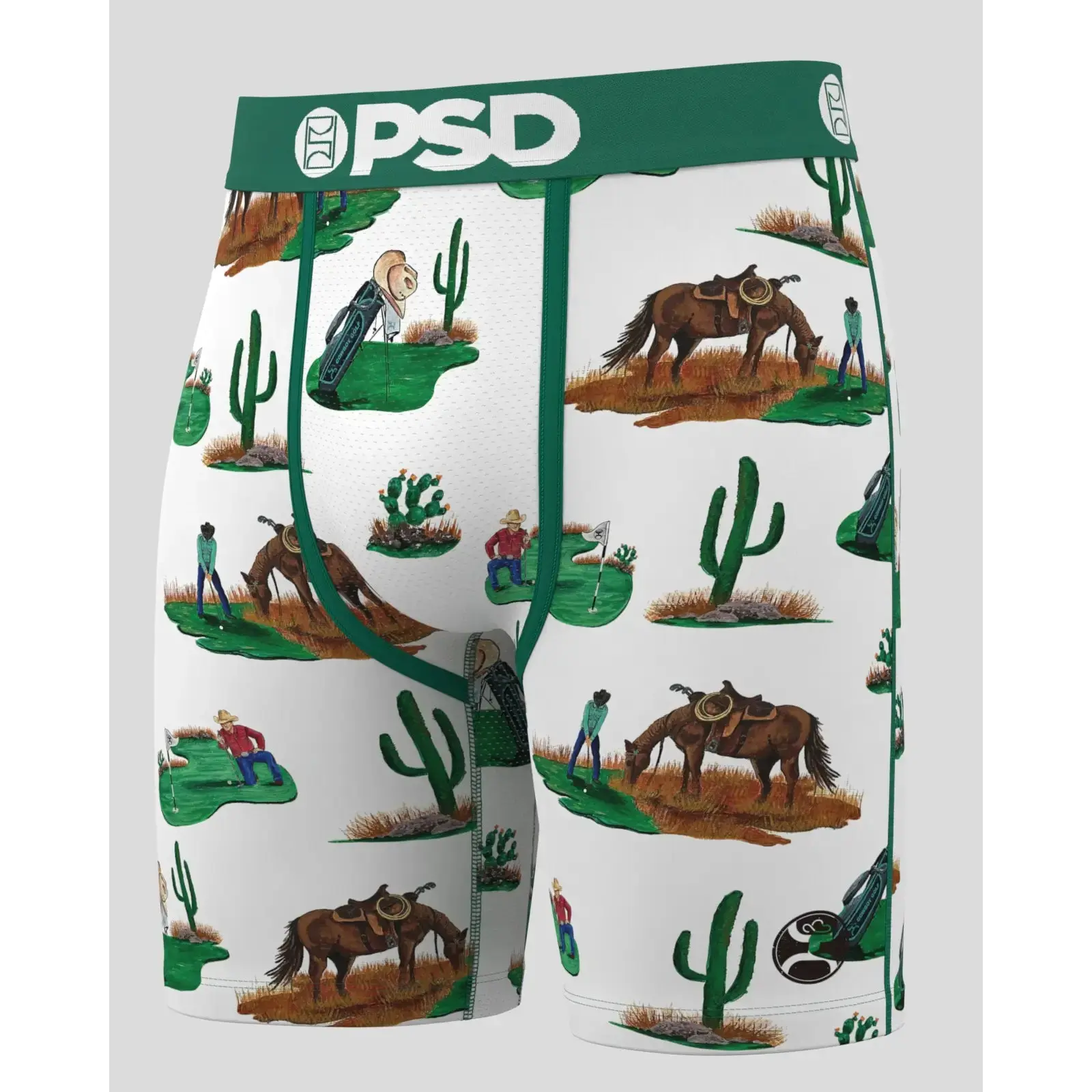 PSD Mens Hooey - Cowboy Golf Boxer Brief - Standard Length 7 Inch Inseam, Soft and Breathable Poly Blend Fabric